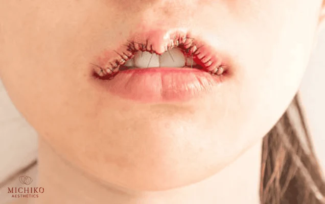 Lip surgery photograph illustrating the difference between surgery and lip filler